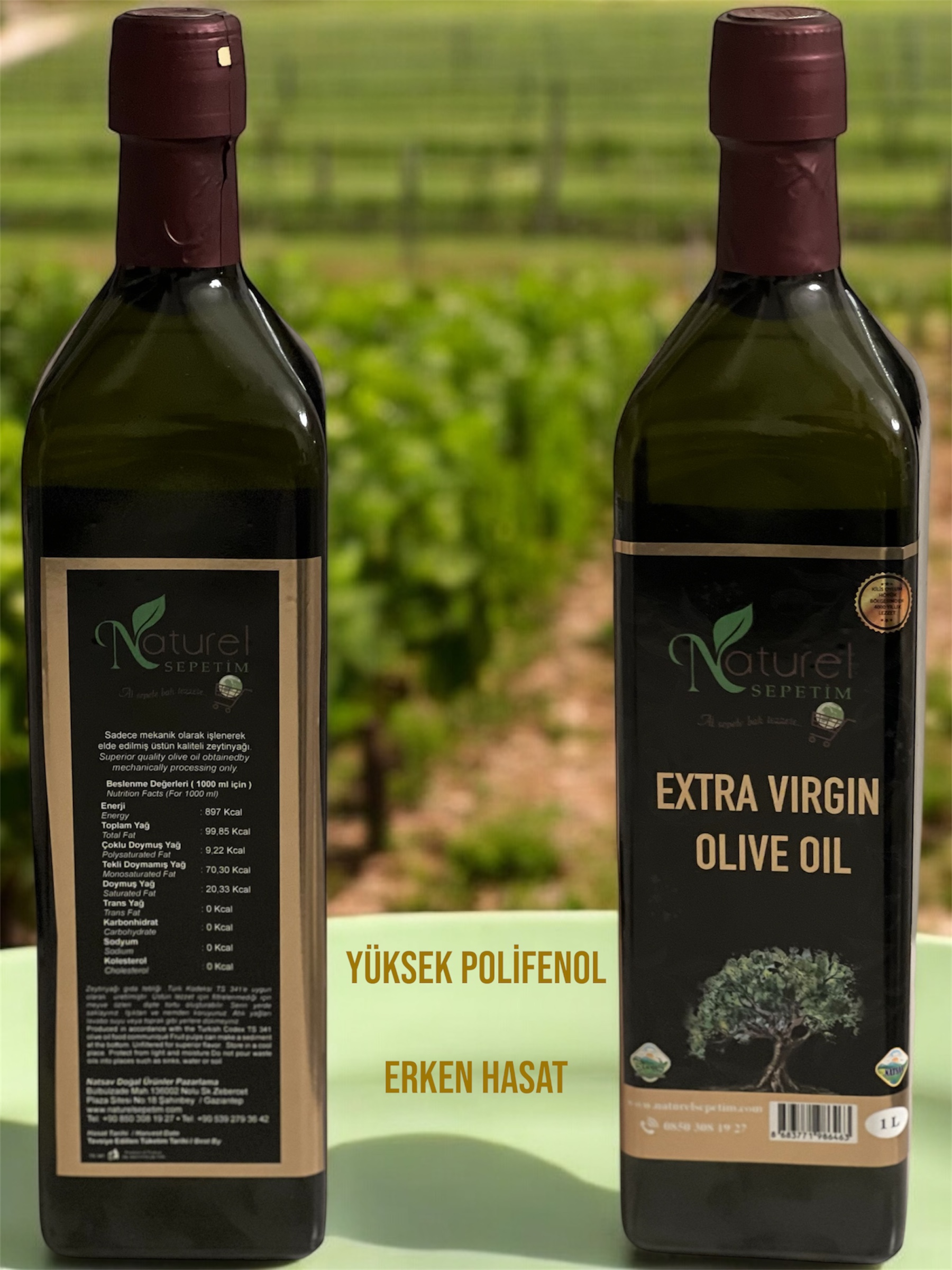 2025-2026 1 litre 478 Polifenol Erken hasat naturel sızma zeytinyağı